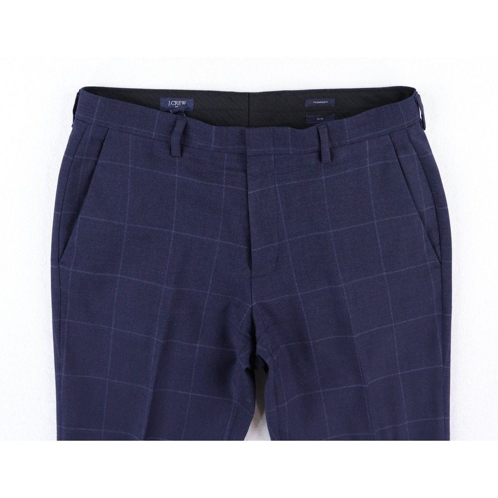 J. Crew Thompson Suit Size 36S Navy Blue Windowpane Check Wool Blend Preppy - Picture 13 of 15